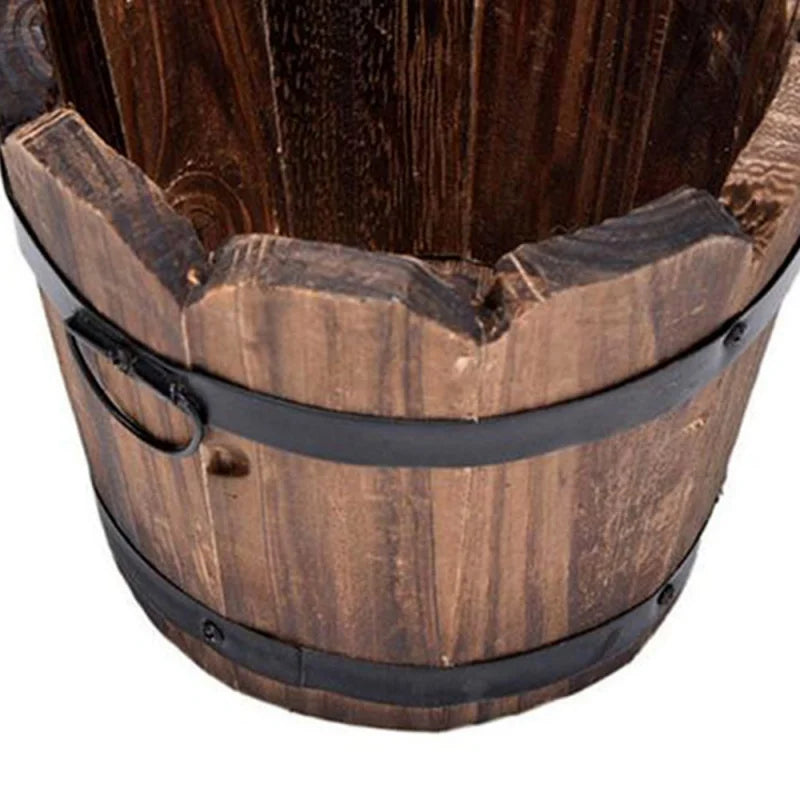 Retro Planting Flower Barrels Rustic Succulent Wavy Edge Planter Box Wood Barrels Flower Pot Plant Container Box Outdoor Decor 1