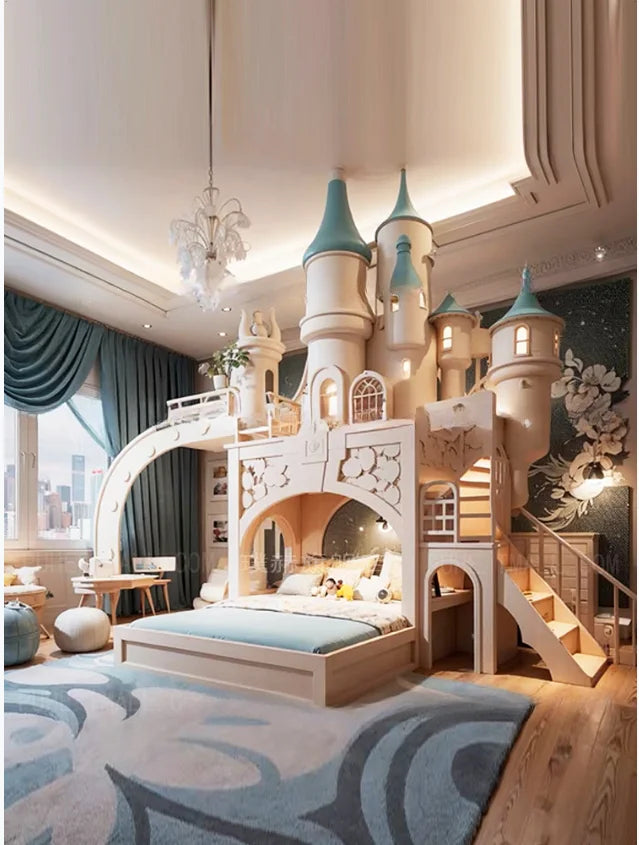 Luxury Villa Castle bed staggered princess bed French Dream girl bed Large apartment master bed customization