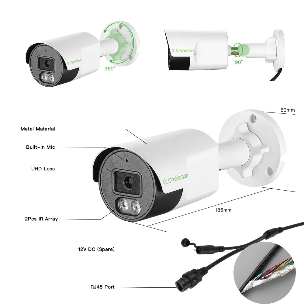 4K 8MP AI POE IP Camera System KIT SONY IMX415 Motion Detection Onvif CCTV Video Surveillance Security G.Craftsman