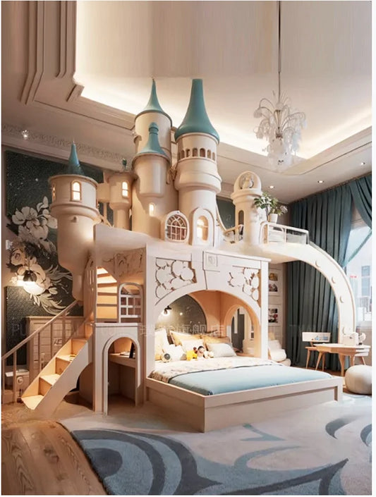 Luxury Villa Castle bed staggered princess bed French Dream girl bed Large apartment master bed customization