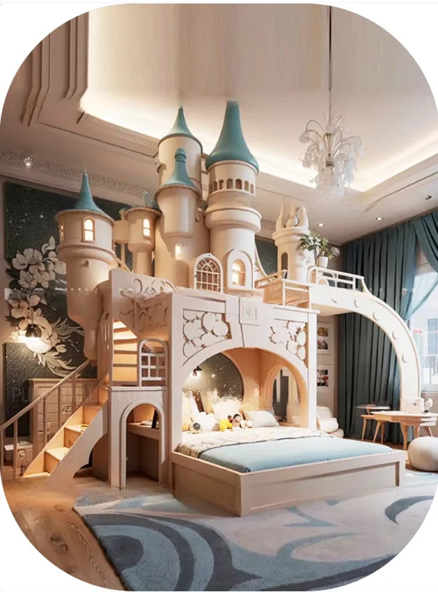 Luxury Villa Castle bed staggered princess bed French Dream girl bed Large apartment master bed customization