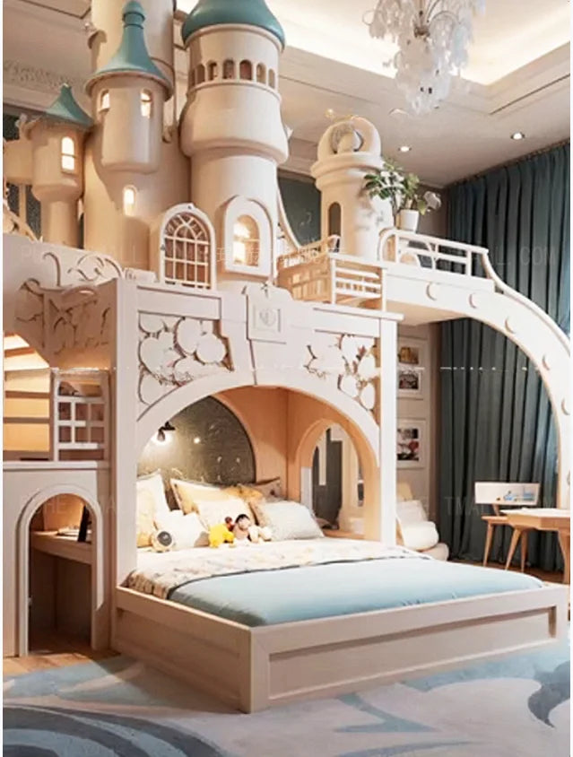 Luxury Villa Castle bed staggered princess bed French Dream girl bed Large apartment master bed customization