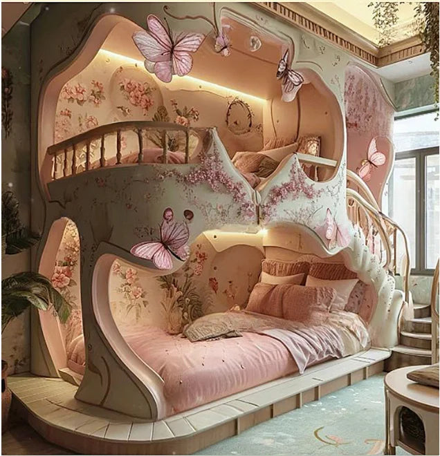 New bed Pink Dream Girl Light Luxury bed Deluxe Princess Castle bed