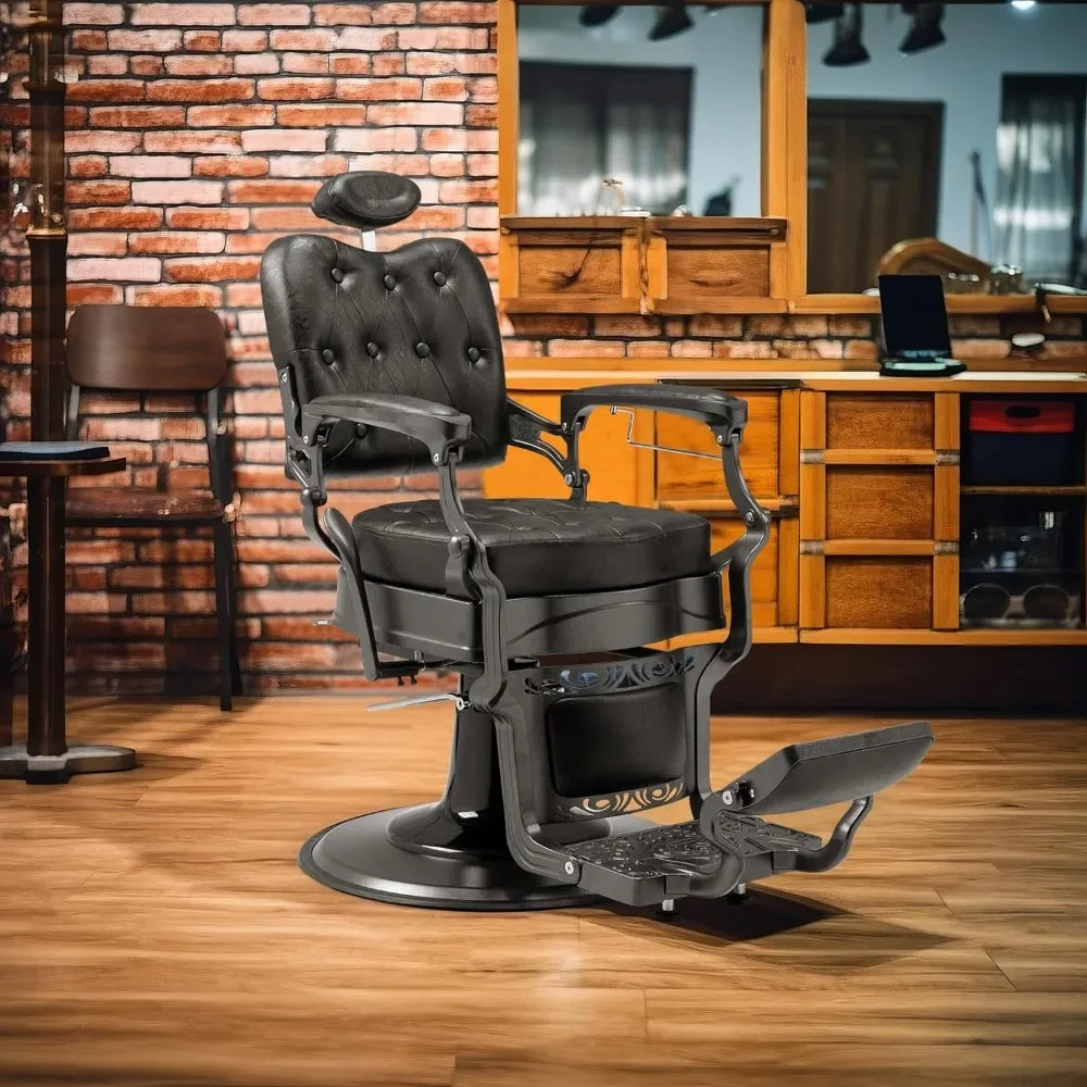 Heavy Duty Vintage Recline Barber Chair Hydraulic With Headrest Salon Furniture Professional Salon Beauty Spa Shampoo Equipment