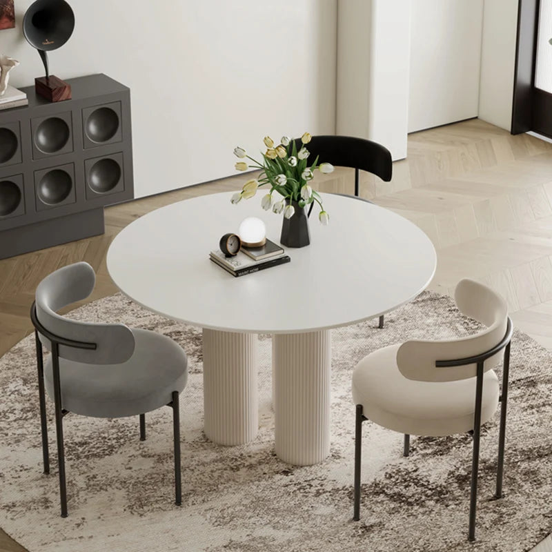 Round  Dining Table Set 4 Chairs Marble Nordic Dining Table Minimalist Luxury Comedor De 4 Silla Set Furniture OK50CZ