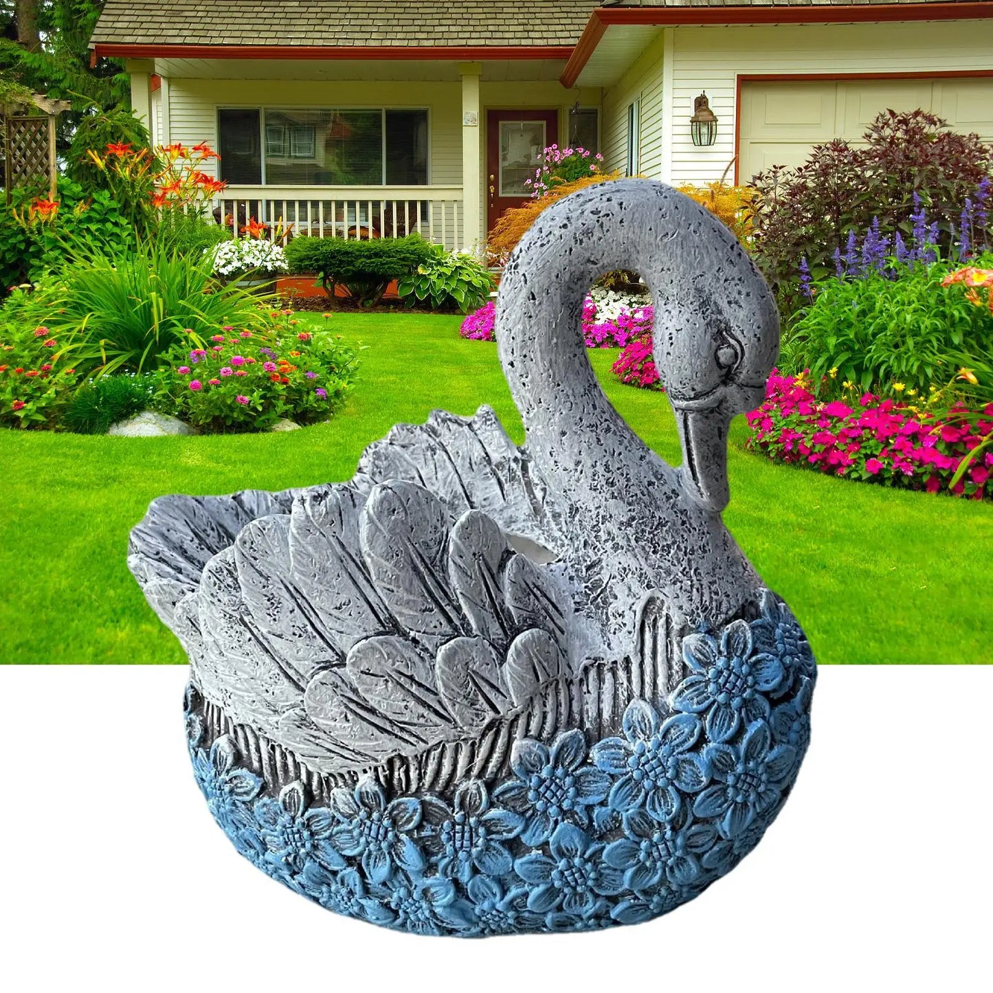 Swan Flowerpot Plant Pot Flower Pot Garden Decoration Outdoor 20x14x19cm