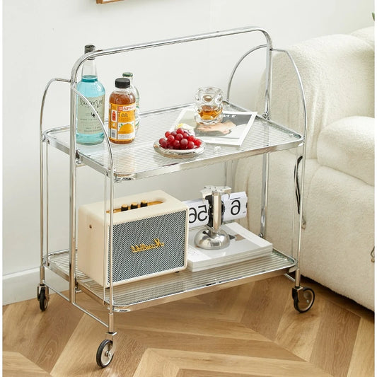 Nordic glass side table INS Kitchen folding trolley Living room storage mobile Corner table Medieval time coffee table Furniture