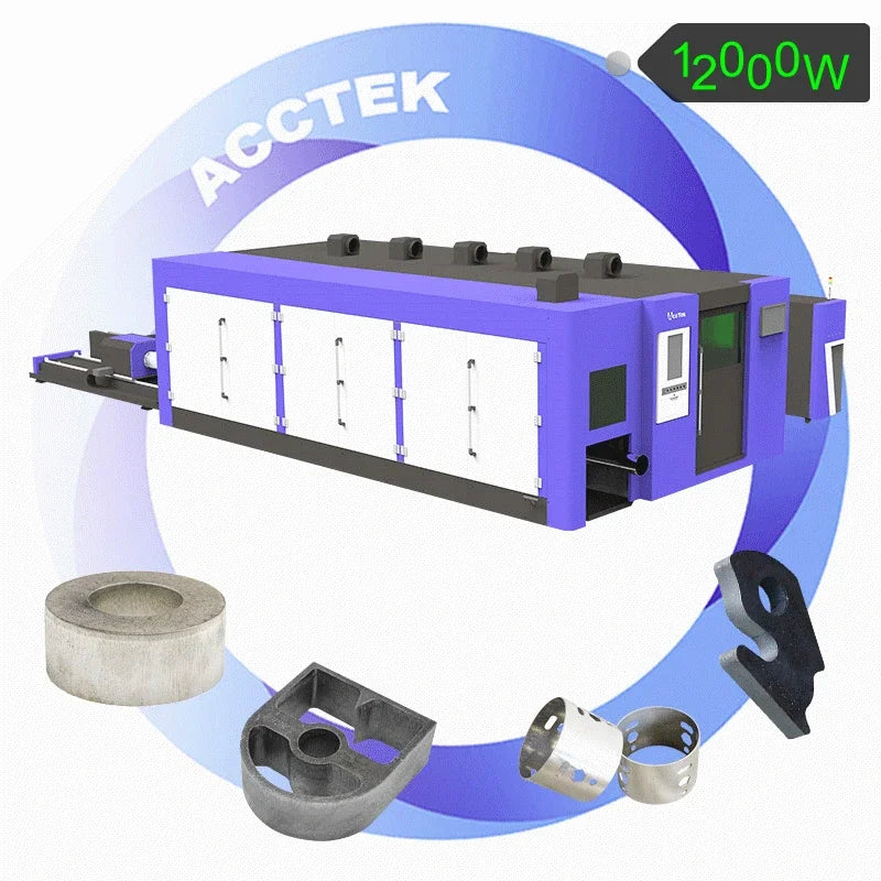 ACCTEK Big Size 2000*6000mm Fiber Laser Cutting Machine 4kw 6kw 8kw 12kw Laser source