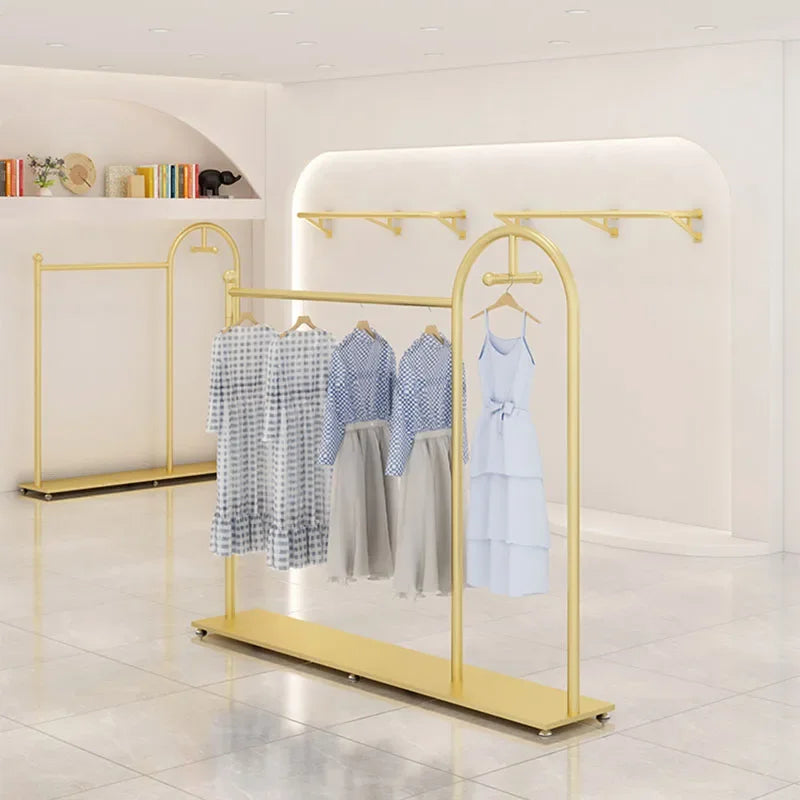 Hanger Floor Clothes Wardrobes Shelves Gold Metal Entrance Hall Standing Coat Rack Bedroom Percheros Pared Home Furniture TY20XP