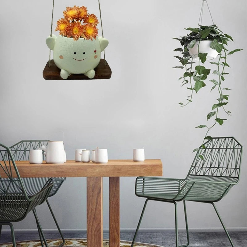 Hangings Swing Face Planter Pots Face Planter for Indoor Outdoor Plant Face Flowers Pots Succulents Pots Decoraions