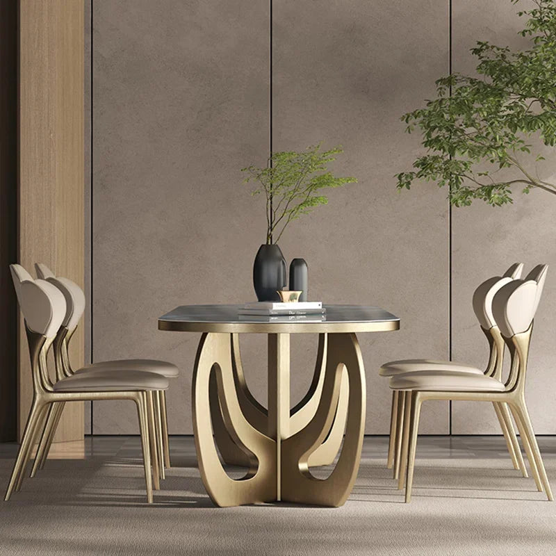 luxury Kitcjen Dining Table Set 6 People Desk legs metal Marble Dining Table Coffee Multifunctional mesa comedor home furniture