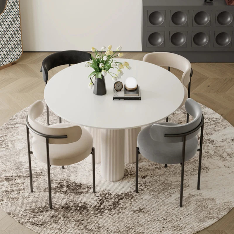 Round  Dining Table Set 4 Chairs Marble Nordic Dining Table Minimalist Luxury Comedor De 4 Silla Set Furniture OK50CZ