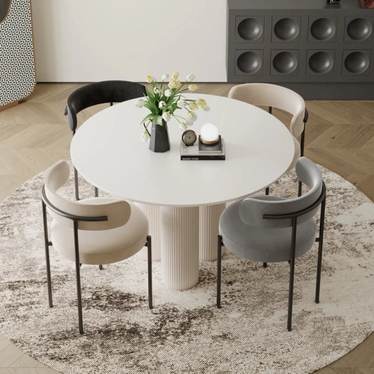 Round  Dining Table Set 4 Chairs Marble Nordic Dining Table Minimalist Luxury Comedor De 4 Silla Set Furniture OK50CZ