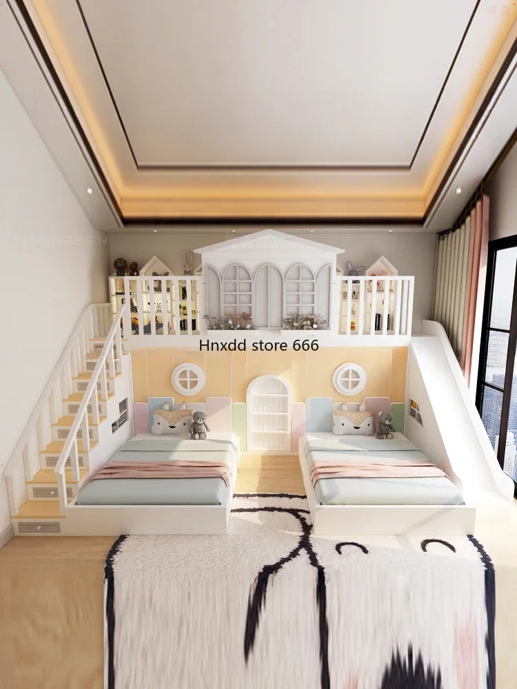 Children's bunk bed Two floors Up and down boys and girls room Tree house Dislocation game house Multiplayer bed