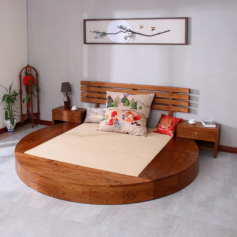 New Chinese style princess bed circular double bed full solid wood furniture