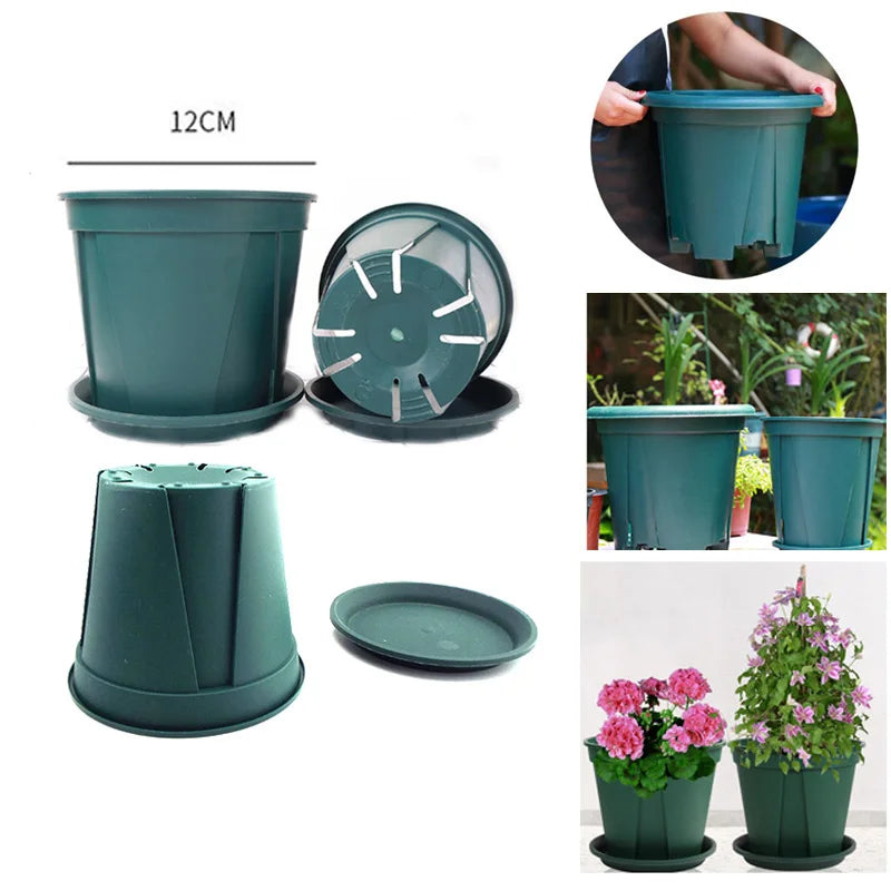 12cm Green Plant Flowerpot Rose Breathable Plastic Succulent Flower Pot Tray Potted Culture Nursing Outdoor Garden Container