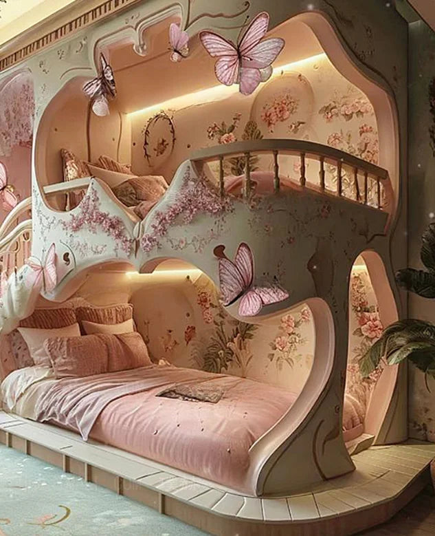 New bed Pink Dream Girl Light Luxury bed Deluxe Princess Castle bed