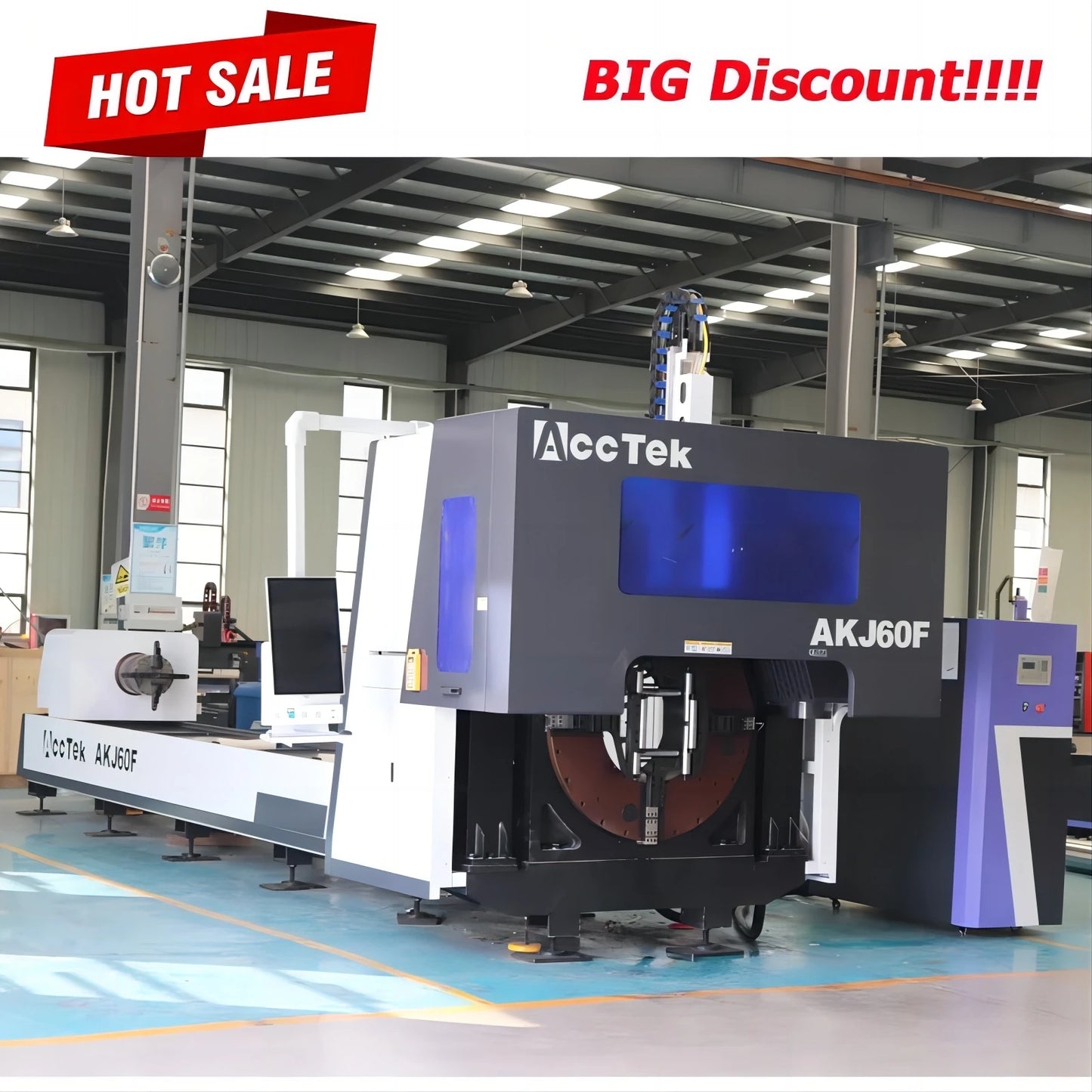 Factory CNC Tube Laser 1kw Metal Pipe Cnc pipe 3 Chuck Fiber Laser Cutting Machine Laser Tube Cutter For Treadmill Medical Bed