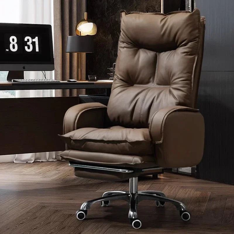 Recliner Ergonomic Office Chairs Computer Boss Leather Executive Chair Lounge Swivel Cadeira De Escritorio Office Furniture WKOC