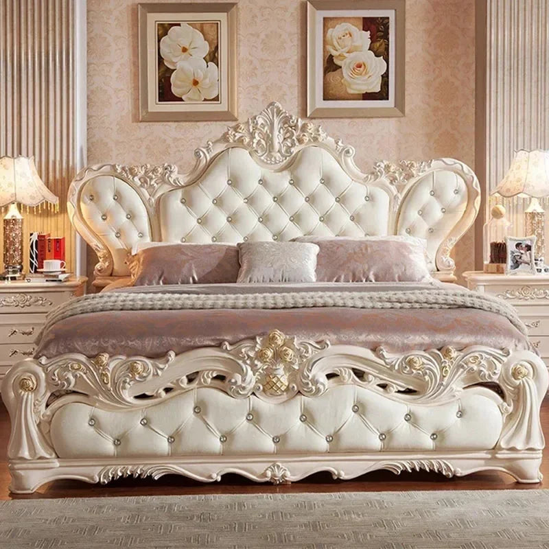 Modern Nordic Luxury Bed Master Queen King Modern Salon Bed Wood Bedroom Leather Letto Matrimoniale Multifunzione Furniture