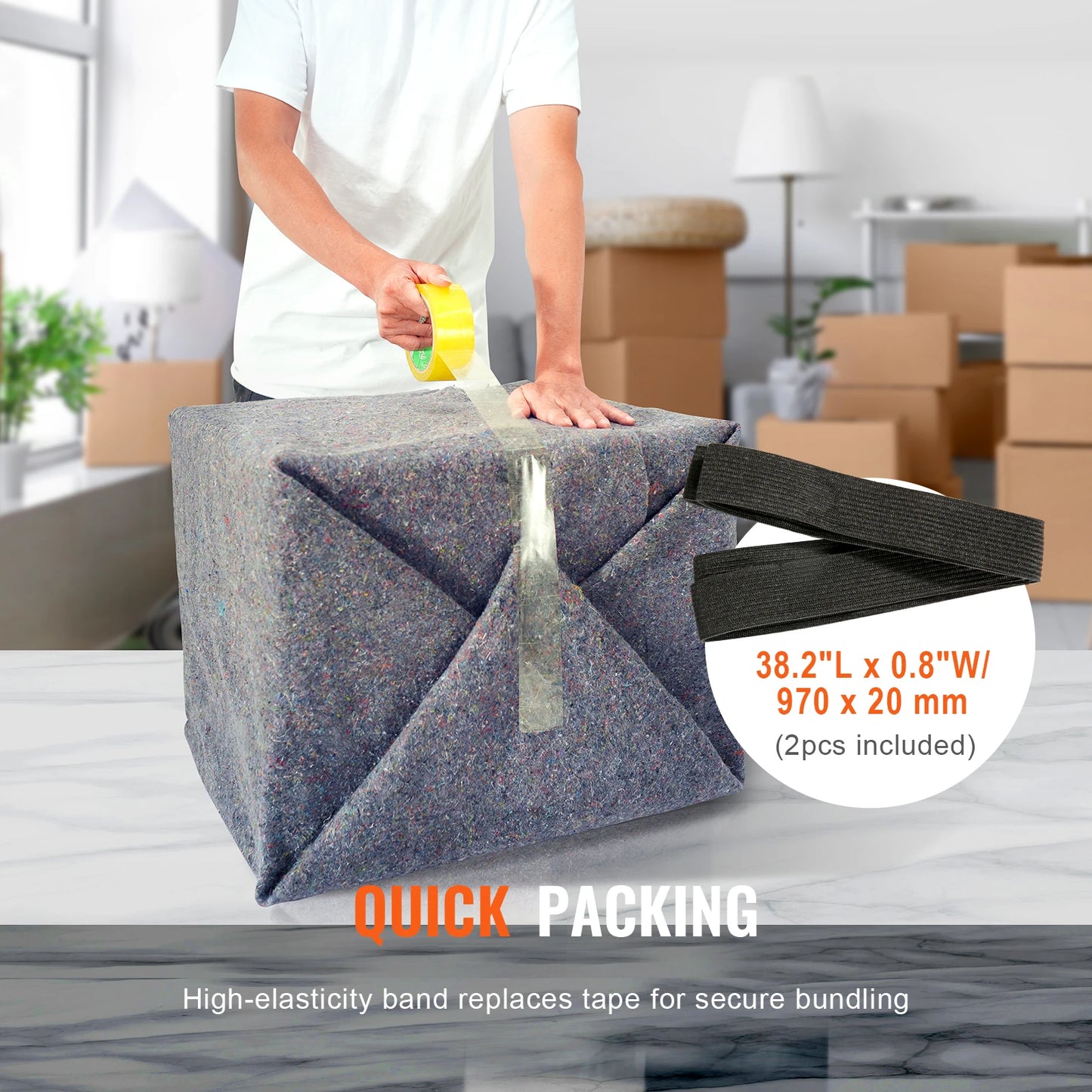 VEVOR 12/24 Packs Moving Blanket Recycled Cotton Heavy Duty Packing Shipping Mover Pads for Protect Furniture Floors Appliances