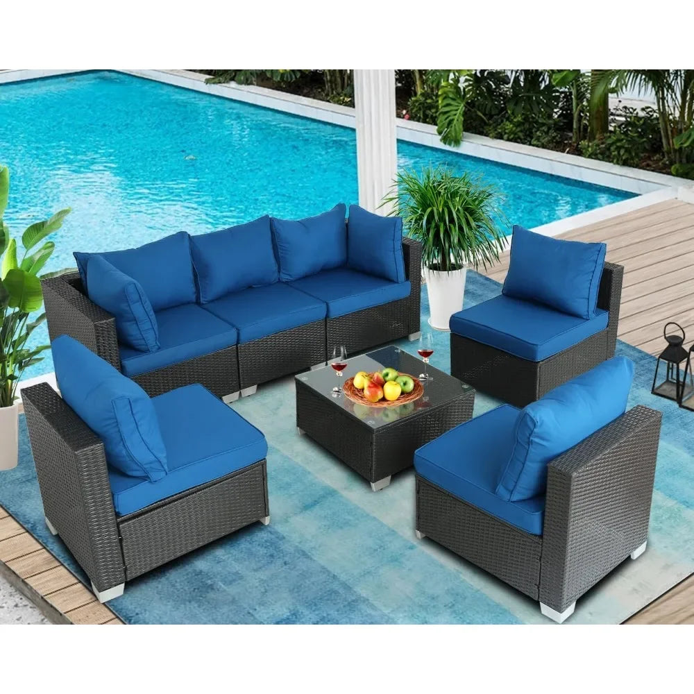 Outdoor Furniture Sets Sectional PE Rattan Outdoor Furniture Patio Conversation Set with Cushions for Balcony Lawn and Garden